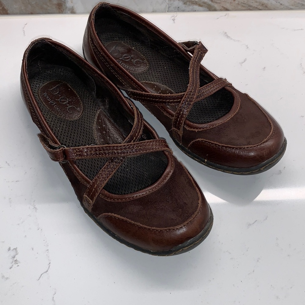 boc Brown Mary Jane Flat Criss Cross Velcro Strap